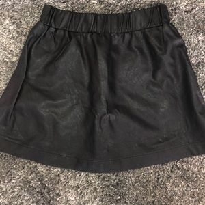Black Flare Leather Skirt